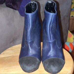 Black and Blue leather booties